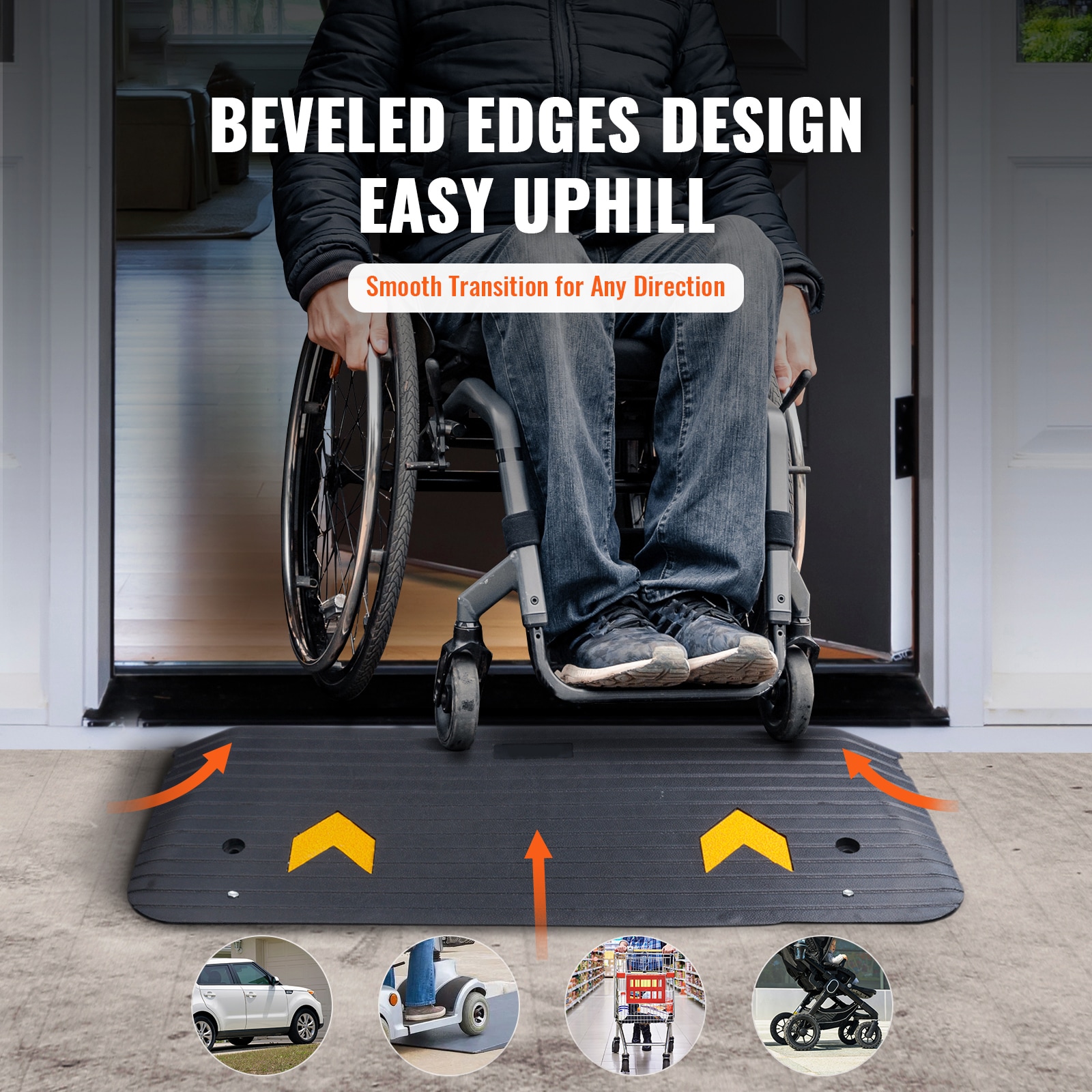Rubber Threshold Ramp For Doorways Non-slip Wheelchair Ramp_voghion.com